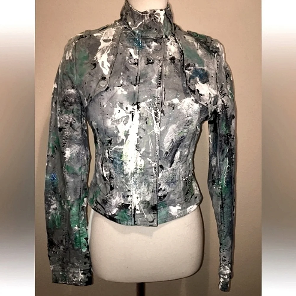 Painted Cropped Jacket Abstract 